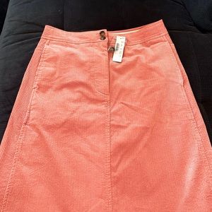 JCrew Below the Knee Corduroy Skirt in Salmon Pink w/Pockets Size 4 NWT